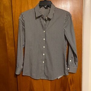 Theory Black and White Striped Button Down Shirt, Women’s Size Small